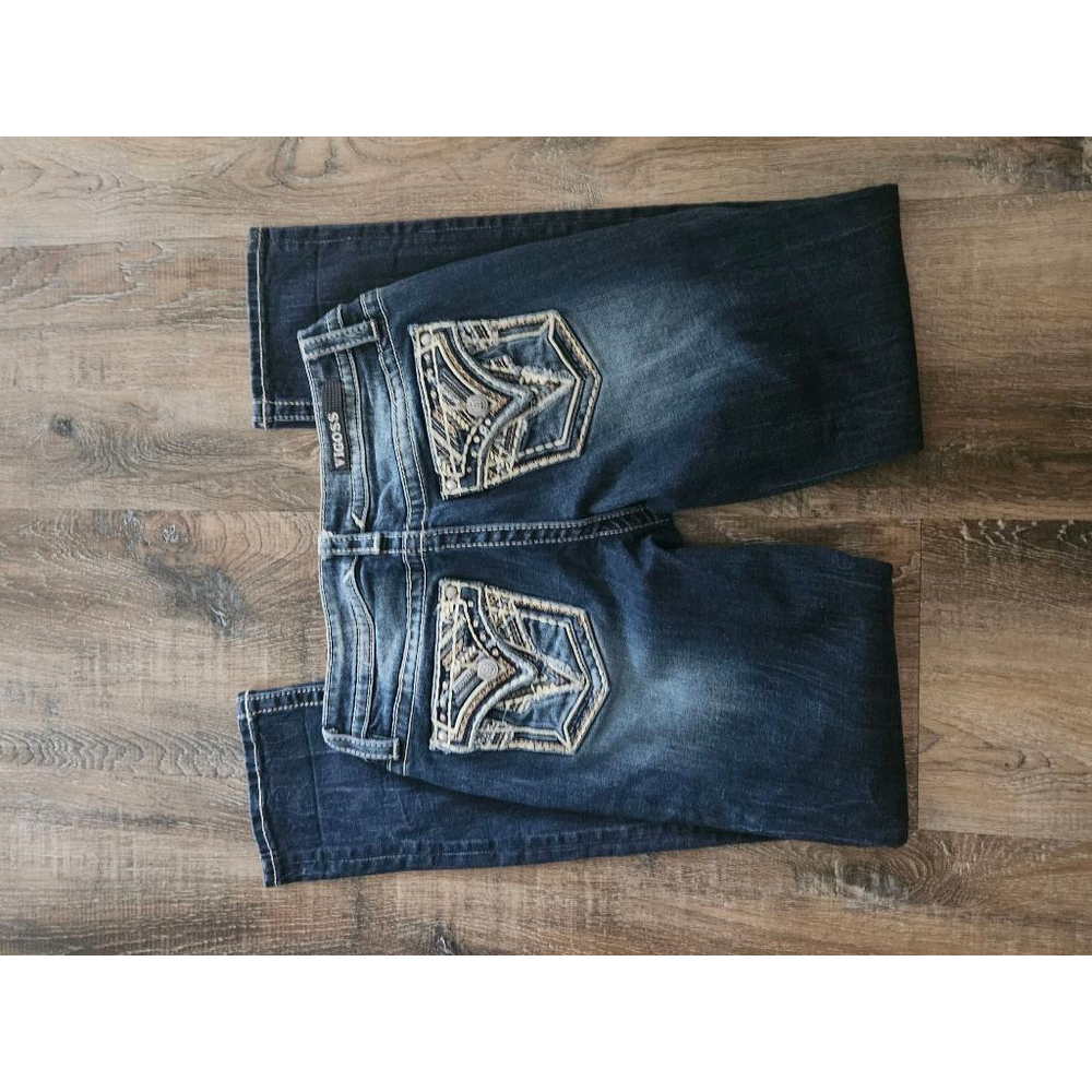 Women's No Boundaries Boot Cut Jeans Juniors 5 Dark Blue White Stitching